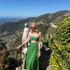 Commense Cotton & Linen Cut-Out Dress with Back Bow